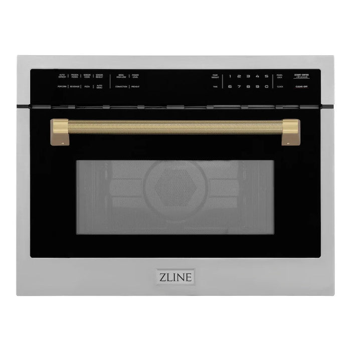 ZLINE Autograph Edition 24" Built-in Convection Microwave Oven, Stainless Steel, Helix Handle MWOZ-24-KCB