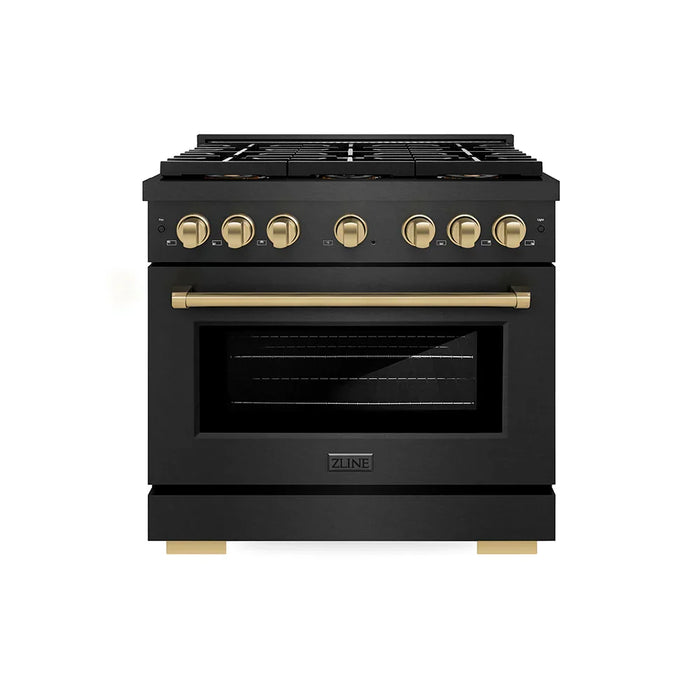 ZLINE 36" Paramount Dual Fuel Range DuoPro™ Cooktop, Electric Convection Oven, Black Satin Stainless Steel PSDRBSZ-36-CB09K
