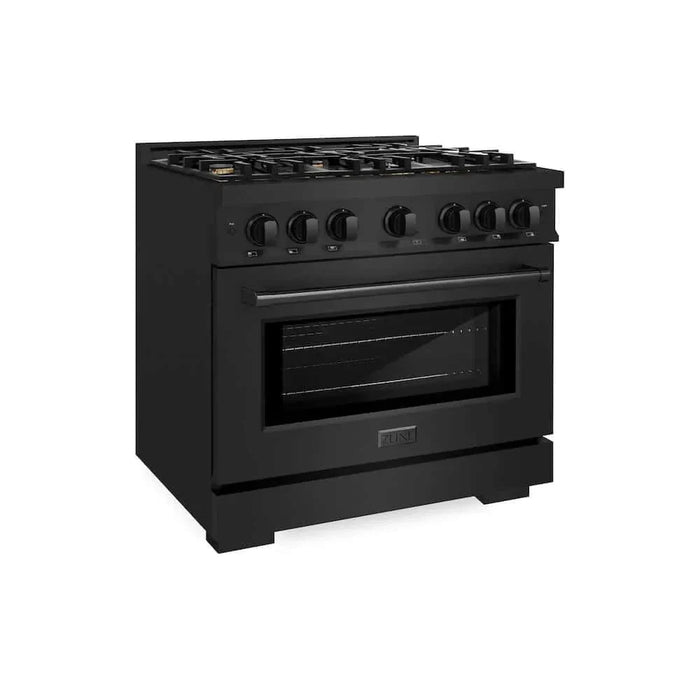 ZLINE 36" Select Dual Fuel Range Gas Cooktop Electric Convection Oven Black Stainless Steel Brass Burners HDRB-BR-3609K