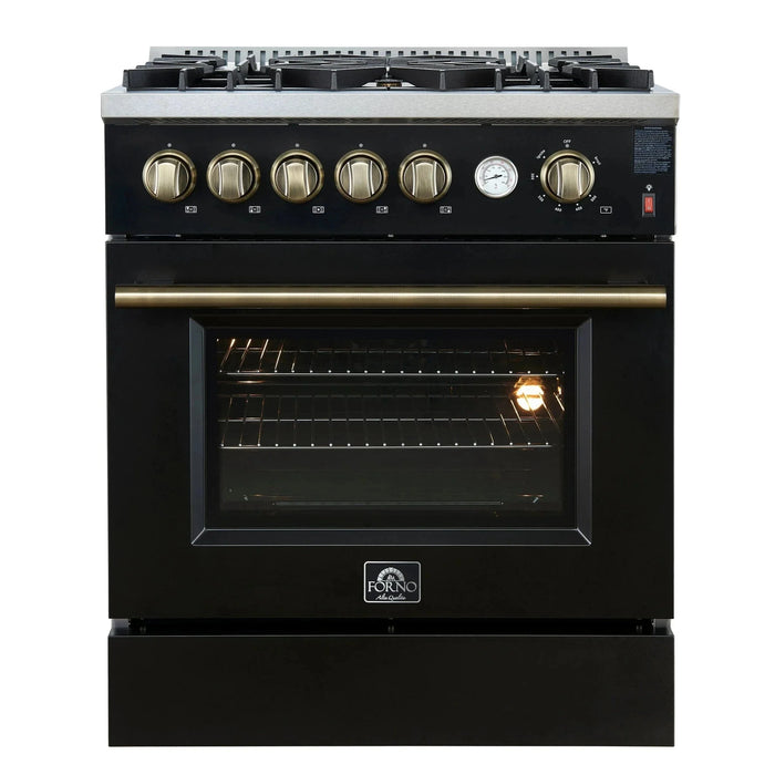 FORNO Giovanni 30" Gas on Gas Range FFSGS6274-30BLK