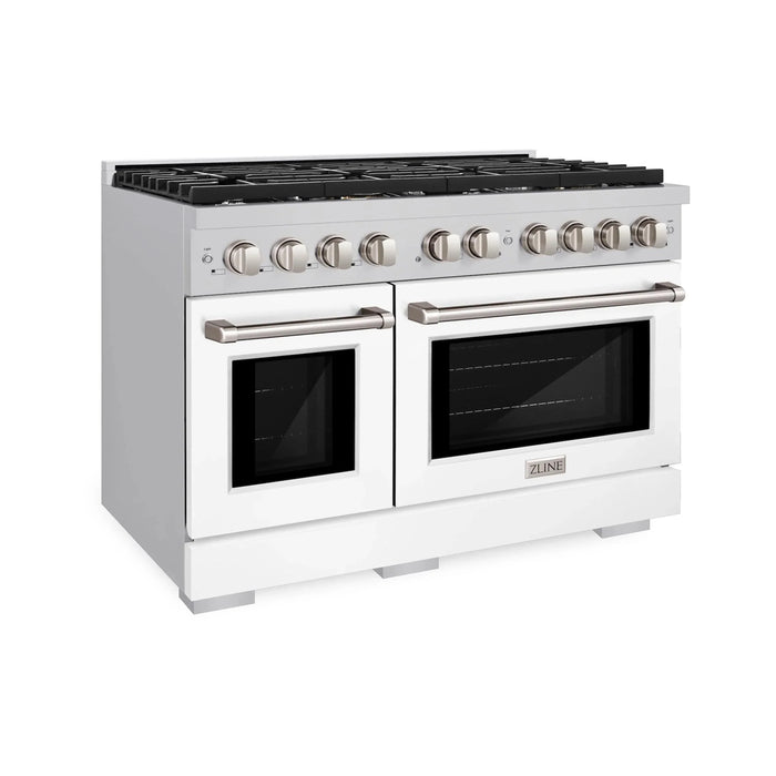ZLINE 48"Paramount Dual Fuel Range Stainless Steel, White Matte, SDR-WM-4809K