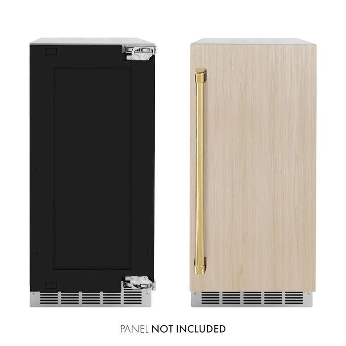 ZLINE 15" Touchstone Clear Cube Ice Maker Drain Pump Panel Ready Door Polished Gold Door ICCDPZ-15-G