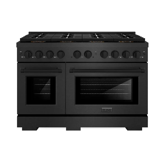 ZLINE 48" Paramount Dual Fuel Range, Electric Convection Oven, Black Satin Stainless Steel, Brass Burners SDRBS-BR-4809K