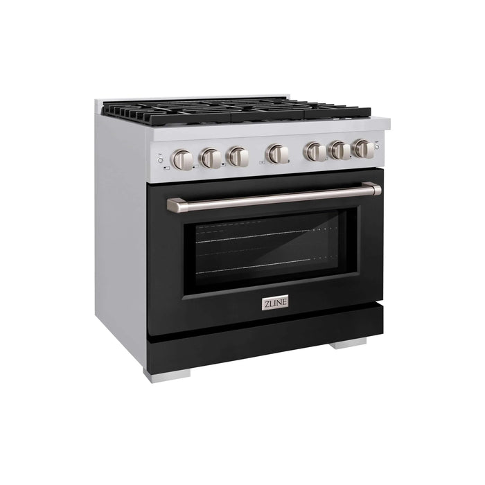 ZLINE 36"Paramount Dual Fuel Range Stainless Steel, Black Matte, SDR-BLM-3609K