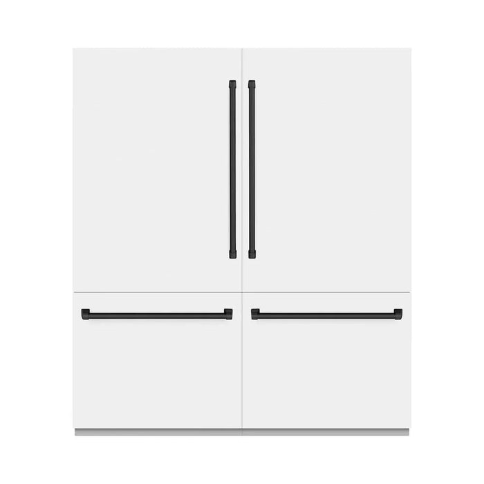 ZLINE 72" Built-In Bottom Freezer Refrigerator,Water Dispenser, Ice Maker, White Matte Matte Black RBITZ-WM-72-MB