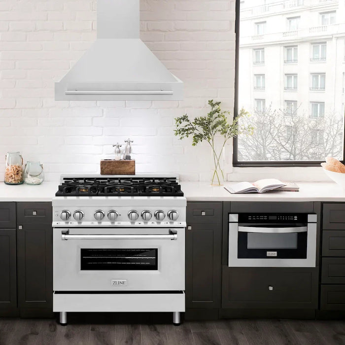 ZLINE 36" Autograph Stainless White Wall Range Hood 8654STX-WM-3609K