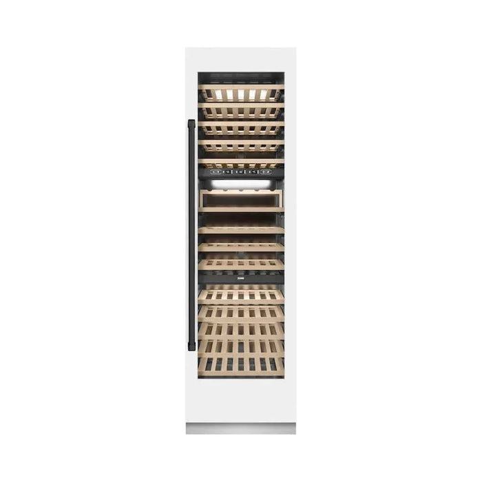 ZLINE 24"Triple Zone 100 Bottle Column Wine Cooler, White Matte Stainless Steel Matte Black RCWVZ-WM-24-MB