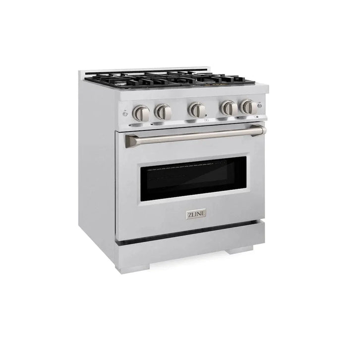 ZLINE 30" Dual Fuel Range, Gas Cooktop, Electric Convection Oven DuraSnow® Stainless Steel, CDRS-30
