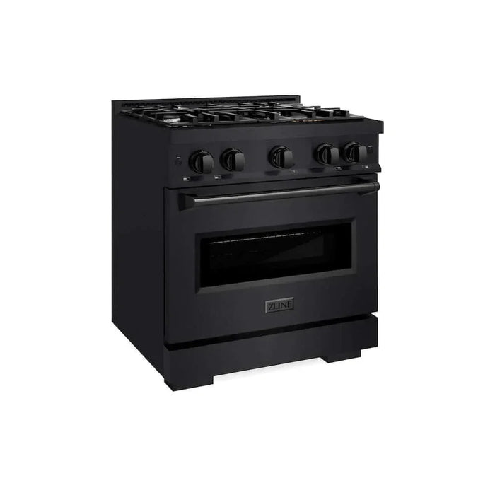 ZLINE 30" Dual Fuel Range, Gas Cooktop, Electric Convection Oven Black Stainless Steel, CDRB-30