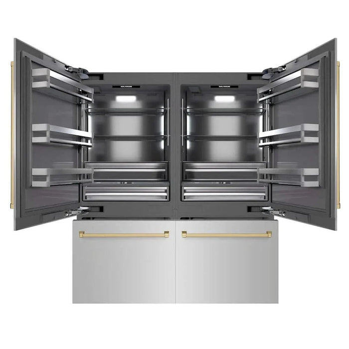 ZLINE 72" Built-In Bottom Freezer Refrigerator,Water Dispenser, Ice Maker,Graphite Gray Champagne Bronze GRBITZ-304-72CB