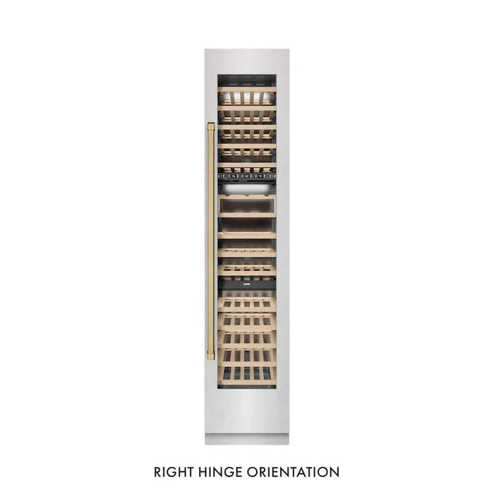 ZLINE 18"Triple Zone 68 Bottle Right Hinge Column Wine Cooler, DuraSnow® Stainless Steel Champagne Bronze RCWVRZ-SN-18-CB