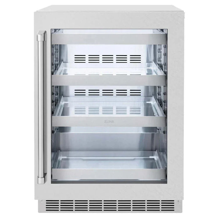 ZLINE 24" Touchstone 151 Can Beverage Fridge DuraSnow® Stainless Steel Glass Door RBSO-SN-2409K