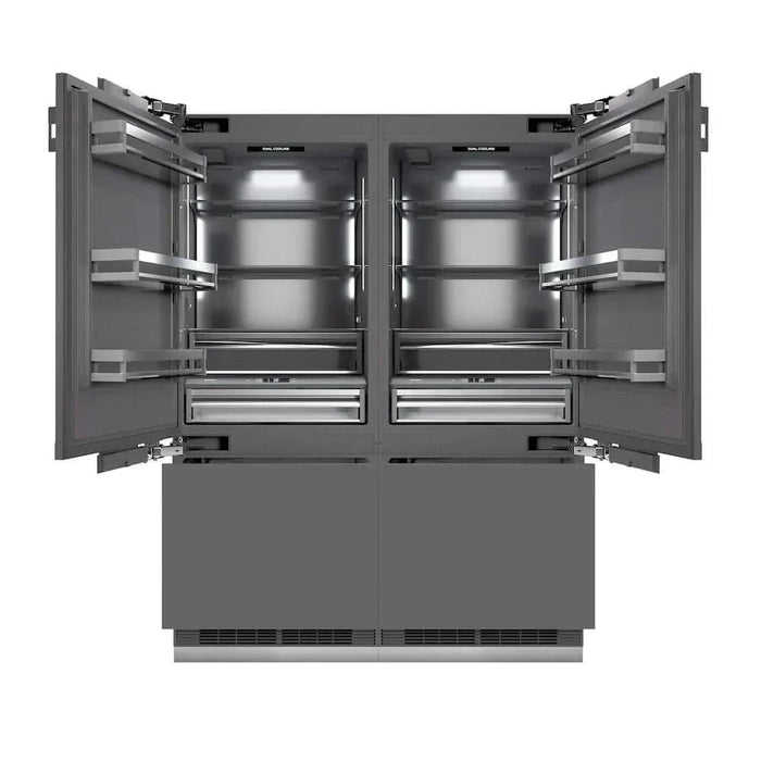 ZLINE 60" Panel Ready Built-In Bottom Freezer Refrigerator,Water Dispenser, Ice Maker,Graphite Gray, Matte Black GRBIVZ-60-MB09K