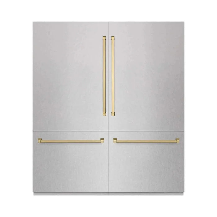 ZLINE 72" Built-In Bottom Freezer Refrigerator,Water Dispenser, Ice Maker, DuraSnow® Champagne Bronze RBITZ-SN-72-CB