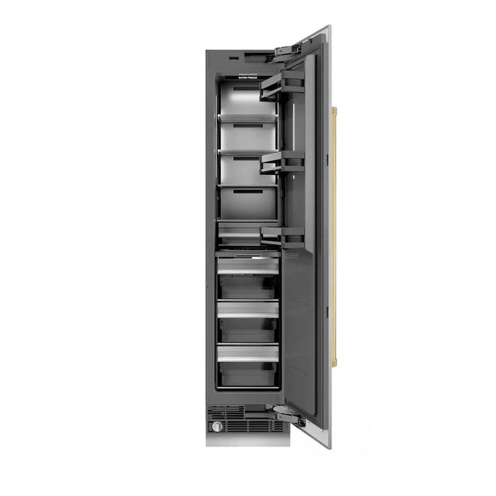 ZLINE 18" Right Hinge Column Freezer Stainless Steel, Graphite Gray Interior Polished Gold RCFVRZ-30418-G