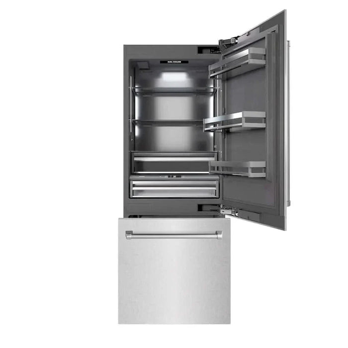 ZLINE 30" Panel Ready Built-In Bottom Freezer Refrigerator,Water Dispenser, Ice Maker, DuraSnow® Stainless Steel,Graphite Gray, GRBIV-SN-3009K