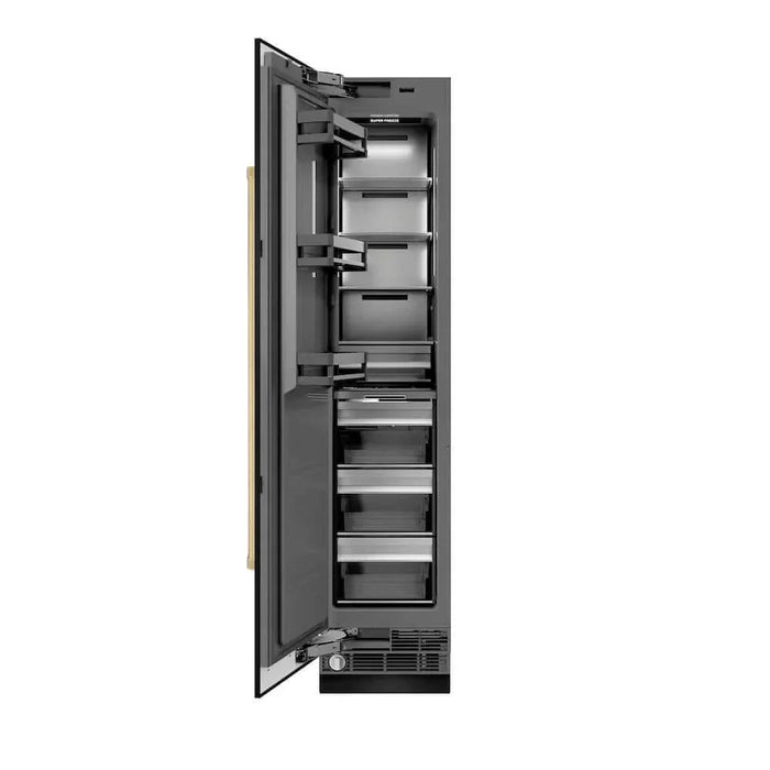 ZLINE 18" Left Hinge Column Freezer Black Stainless Steel, Graphite Gray Interior Polished Gold RCFVLZ-BS-18-G09K
