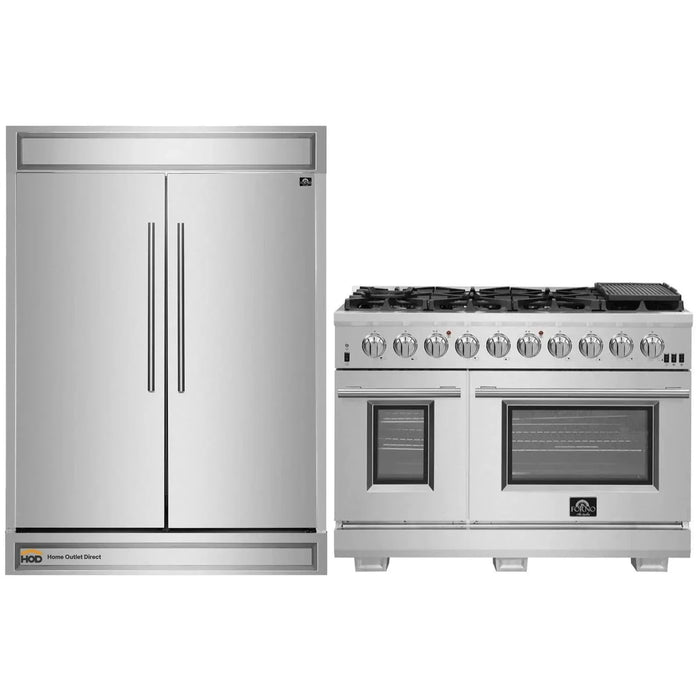 Forno 2-Piece Appliance Package 48" Gas Range, 60" Built-In Refrigerator Stainless Steel FBDL-019-06CAUS
