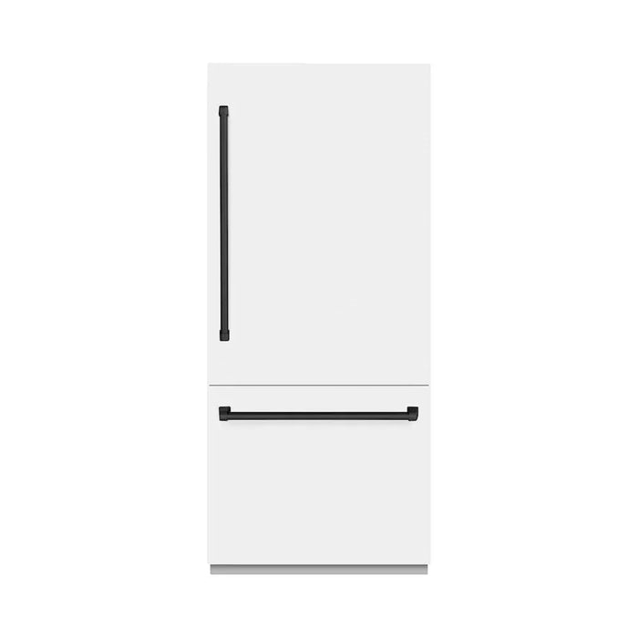 ZLINE 36" Built-In Bottom Freezer Refrigerator,Water Dispenser, Ice Maker, White Matte Graphite Gray Matte Black GRBITZ-WM-36-MB09K