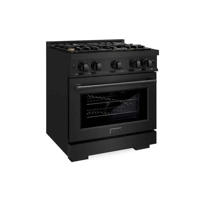 ZLINE 30" Select Dual Fuel Range Gas Cooktop Electric Convection Oven Black Stainless Steel Brass Burners HDRB-BR-3009K