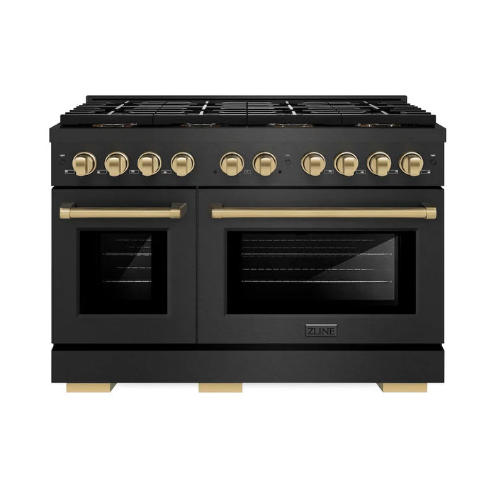 ZLINE 48" Paramount Dual Fuel Range DuoPro™ Cooktop, Electric Convection Oven, Black Satin Stainless Steel PSDRBSZ-48-CB09K