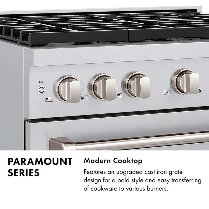 ZLINE 36" Paramount Dual Fuel Range DuoPro™ Cooktop, Electric Convection Oven PSDRB-3609K