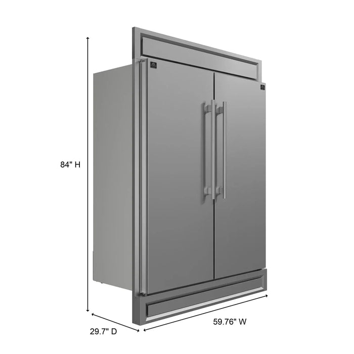 Forno 60" Maderno 2-Piece Convertible Built-In Refrigerator/Freezer with Decorative Grill Trim, 27.2 cu.ft. FFFFD1722-60S