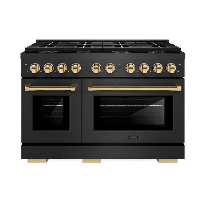 ZLINE 48" Paramount Dual Fuel Range, Electric Convection Oven, Black Satin Stainless Steel SDRBSZ-48-CB09K