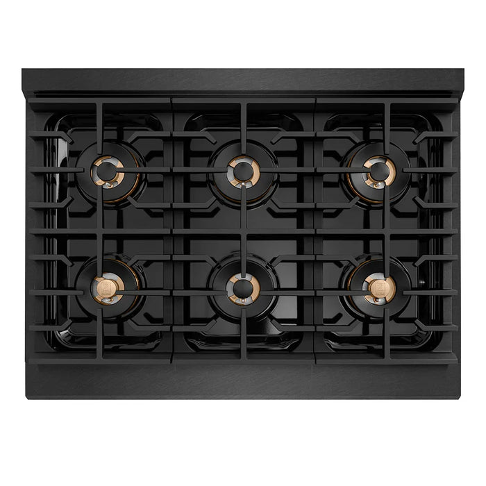 ZLINE 36" Paramount Dual Fuel Range, Electric Convection Oven, Black Satin Stainless Steel SDRBSZ-36-CB09K