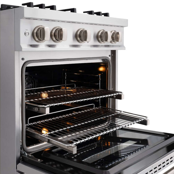 ZLINE 30" Select Dual Fuel Range Gas Cooktop Electric Convection Oven Stainless Steel Brass Burners HDR-BR-3009K
