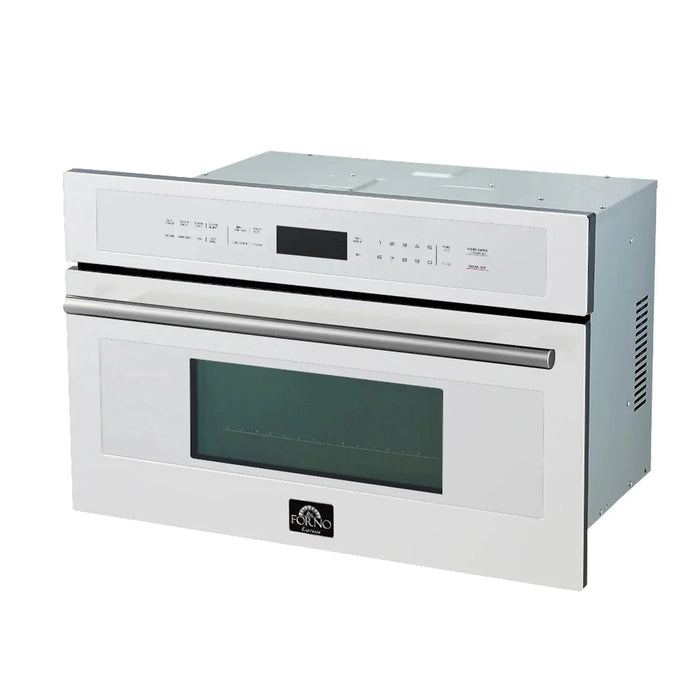 Forno Oliena Espresso 30" Microwave Oven in White with Stainless Steel Handle, FMWDR3093-30WHT
