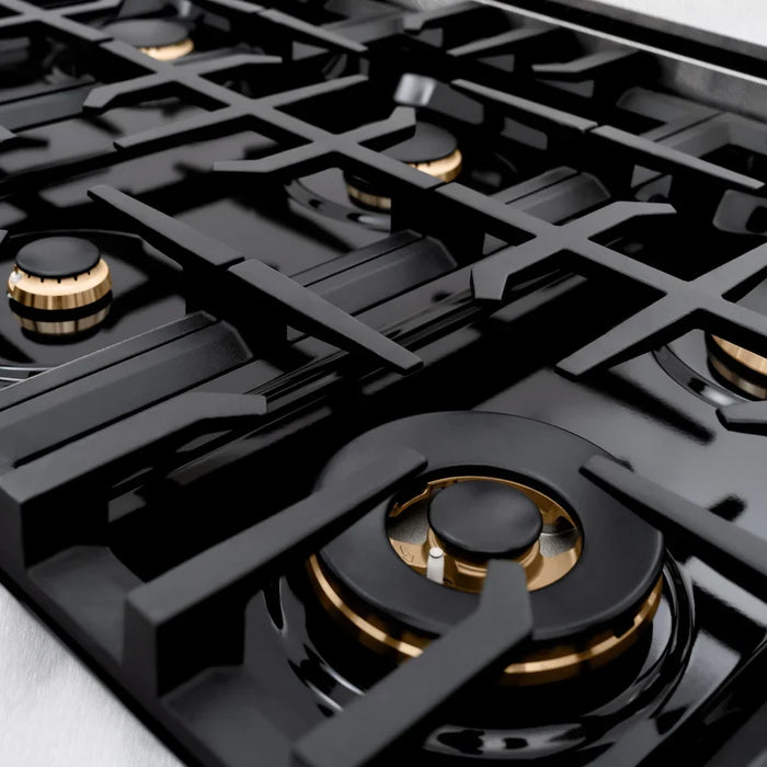 ZLINE 48"Classic Gas Range, Convection Gas Oven, Stainless Steel, Black Matte Door, Accents CGRZ-BLM-48-CB09K