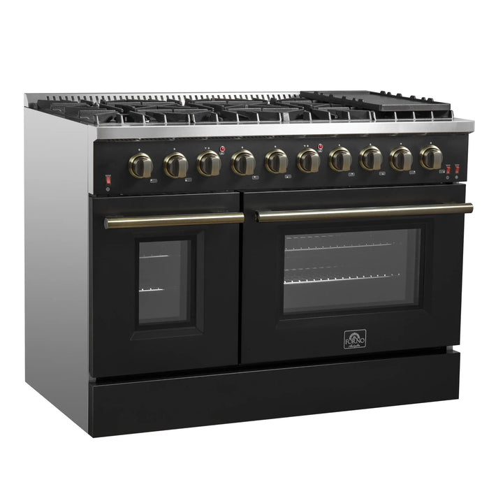FORNO Galiano 48" Gas on Gas Range FFSGS6244-48BLK