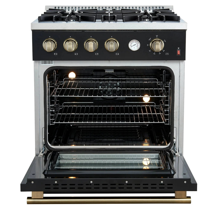 FORNO Marco 30" Gas on Gas Range FFSGS6277-30BLK