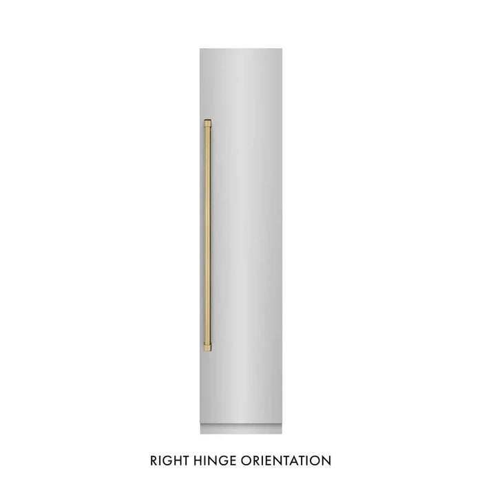 ZLINE 18" Right Hinge Column Freezer Stainless Steel, Graphite Gray Interior Champagne Bronze RCFVRZ-30418-CB