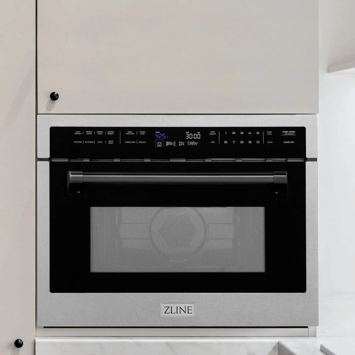 ZLINE 24” Convection Microwave, Stainless Steel, Black MWOZ-24-SS-MB
