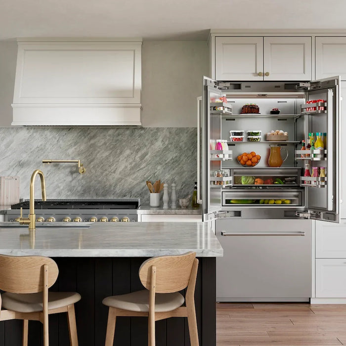 ZLINE 36" French Door Built-In Bottom Freezer Refrigerator, Water Dispenser, Ice Maker, Stainless Steel SRBIV-304-3609K