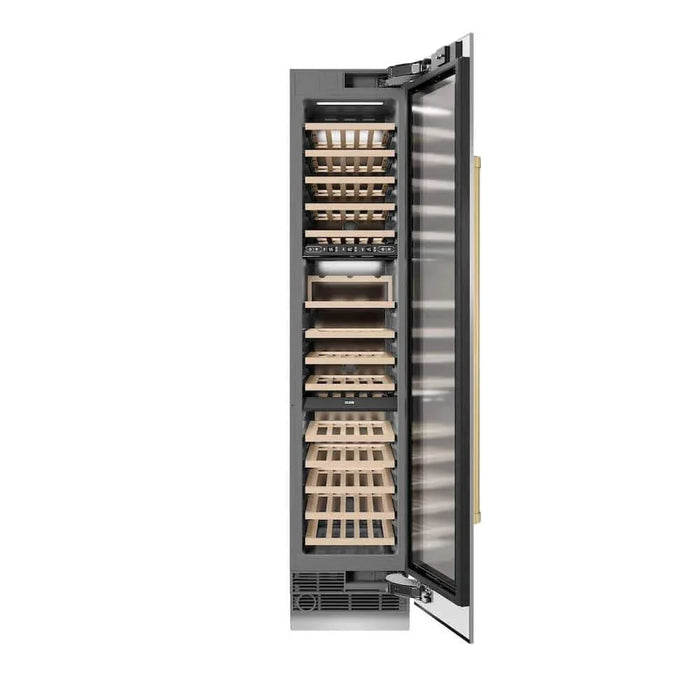 ZLINE 18"Triple Zone 68 Bottle Right Hinge Column Wine Cooler, Stainless Steel Champagne Bronze RCWVRZ-30418-CB