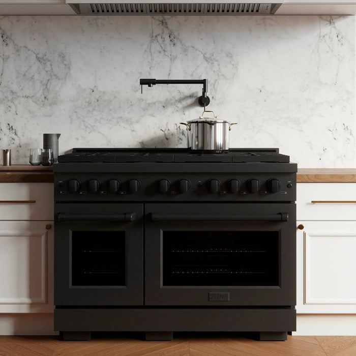ZLINE 48 in.Gas Range, Convection Gas Oven, Black Stainless Steel, SGRB-4809K