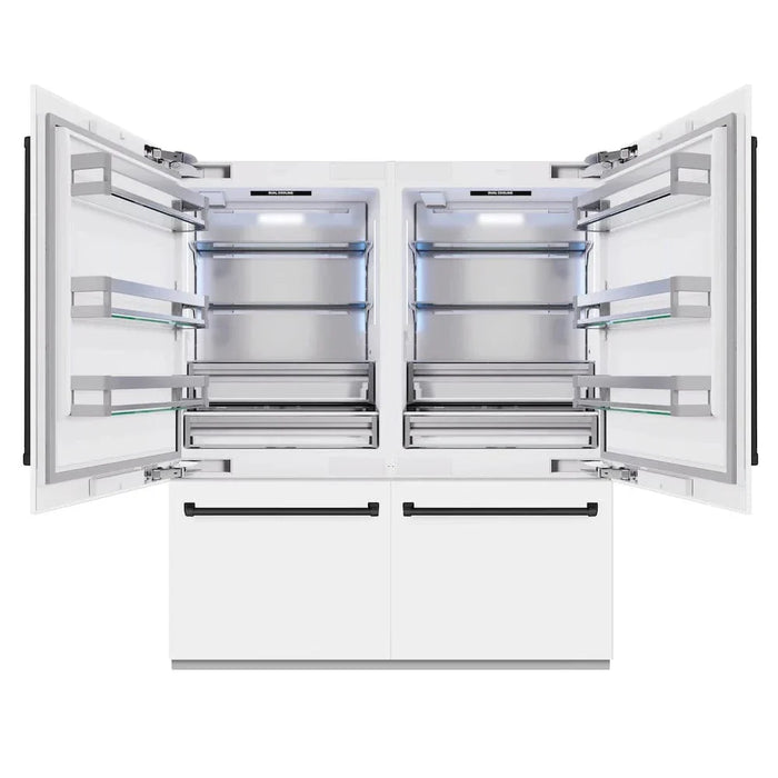 ZLINE 72" Built-In Bottom Freezer Refrigerator,Water Dispenser, Ice Maker, White Matte Matte Black RBITZ-WM-72-MB