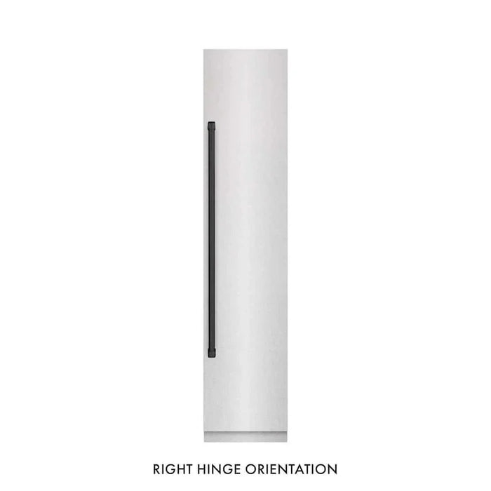 ZLINE 18" Right Hinge Column Freezer DuraSnow® Stainless Steel, Graphite Gray Interior Matte Black RCFVRZ-SN-18-MB