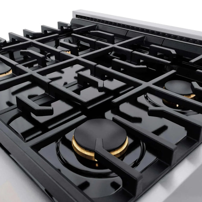 ZLINE 30"Paramount Dual Fuel Range DuraSnow® Brass Burners SDRS-BR-3009K