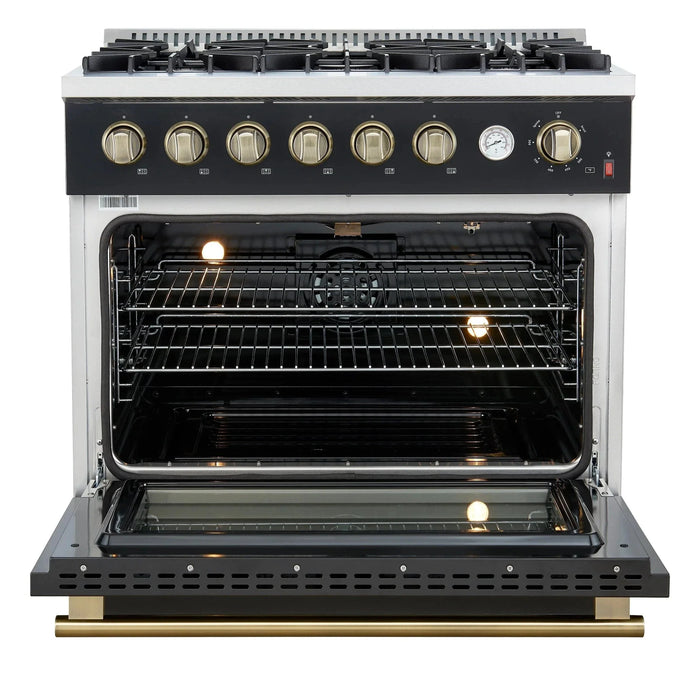 FORNO Marco 36" Gas on Gas Range FFSGS6277-36BLK