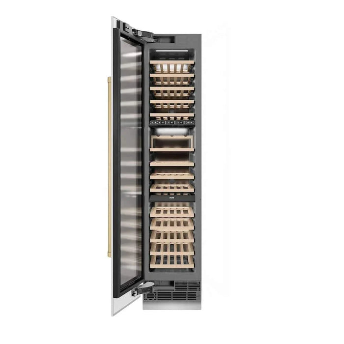 ZLINE 18"Triple Zone 68 Bottle Left Hinge Column Wine Cooler, White Matte Stainless Steel Champagne Bronze RCWVLZ-WM-18-CB