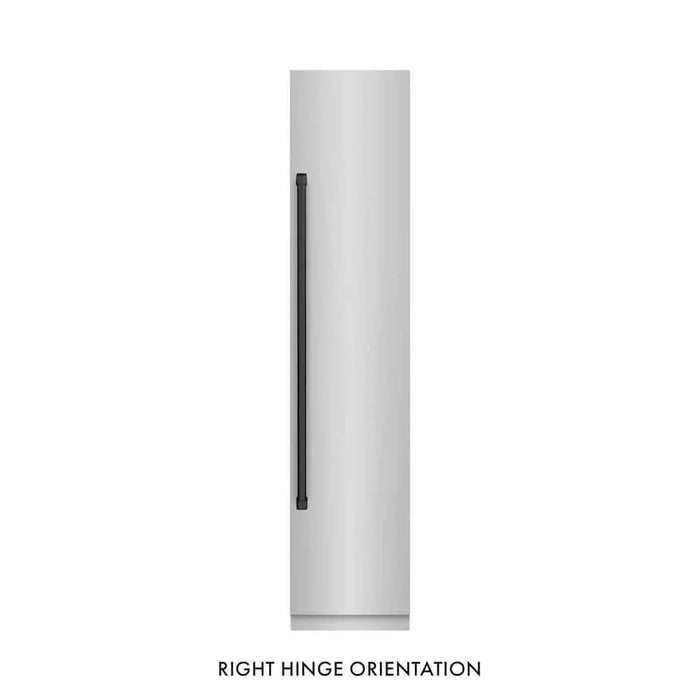 ZLINE 18" Right Hinge Column Freezer Stainless Steel, Graphite Gray Interior Matte Black RCFVRZ-30418-MB