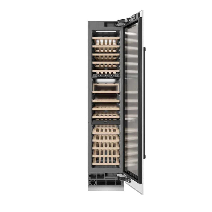 ZLINE 18"Triple Zone 68 Bottle Right Hinge Column Wine Cooler, White Matte Stainless Steel Matte Black RCWVRZ-WM-18-MB