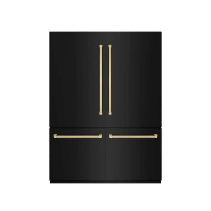 ZLINE 60" Built-In Bottom Freezer Refrigerator with Water Dispenser, Ice Maker, Black Stainless Steel, Graphite Gray Interior, Champagne Bronze GRBIVZ-BS-60-CB