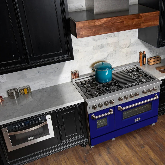 ZLINE 48" Bundle Range RAS-BM-48 & Range Hood 8654BM-48, 2KP-RASBMRH4809K