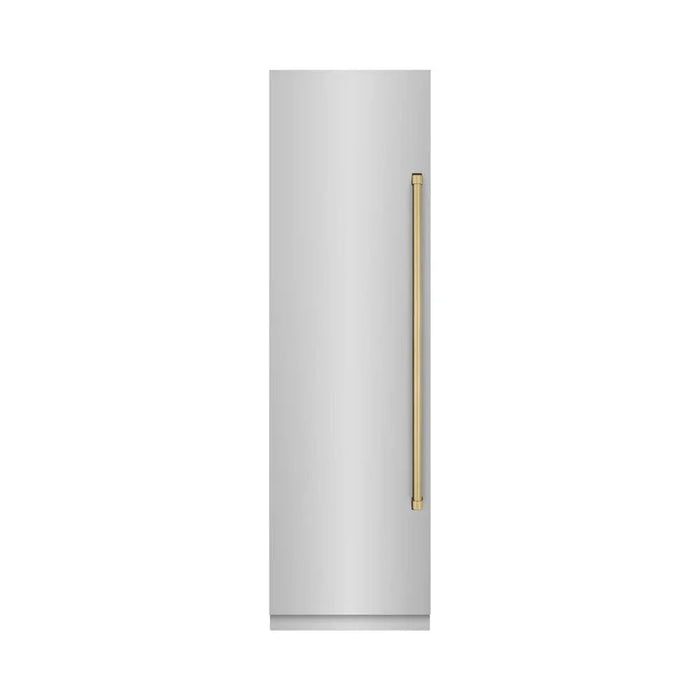 ZLINE 24" Column Freezer Stainless Steel, Graphite Gray Interior Champagne Bronze RCFVZ-304-24-CB