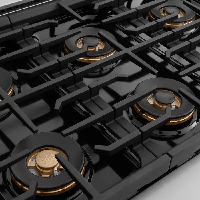 ZLINE Autograph Edition 36" Paramount Dual Fuel Range, DuoPro™ Cooktop, Electric Convection Oven, Stainless Steel, Helix Handle PSDRZ-36-KCB